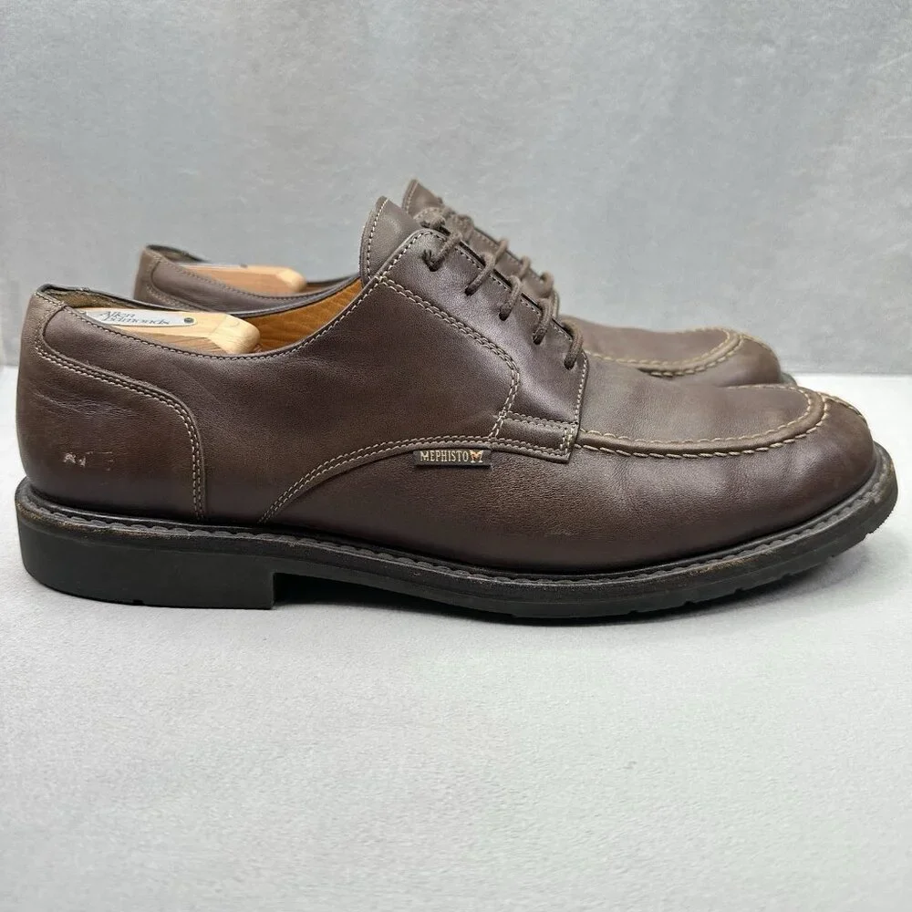 Mephisto Phoebus Mens Size 13 Derby Brown Leather Apron Seam Split Toe‎ Dress